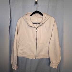 G340. FLAWED Lululemon Scuba Oversized Full Zip Hoodie in White Opal - Size M/L